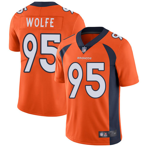 Men Denver Broncos 95 Derek Wolfe Orange Team Color Vapor Untouchable Limited Player Football NFL Jersey